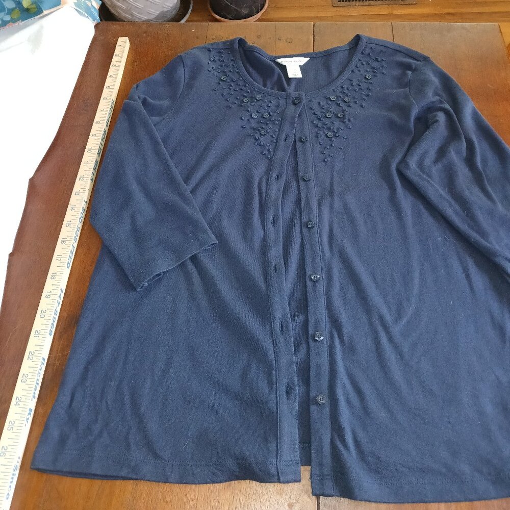 Navy Christopher & Banks cardigan, size XL, 3/4 sleeves